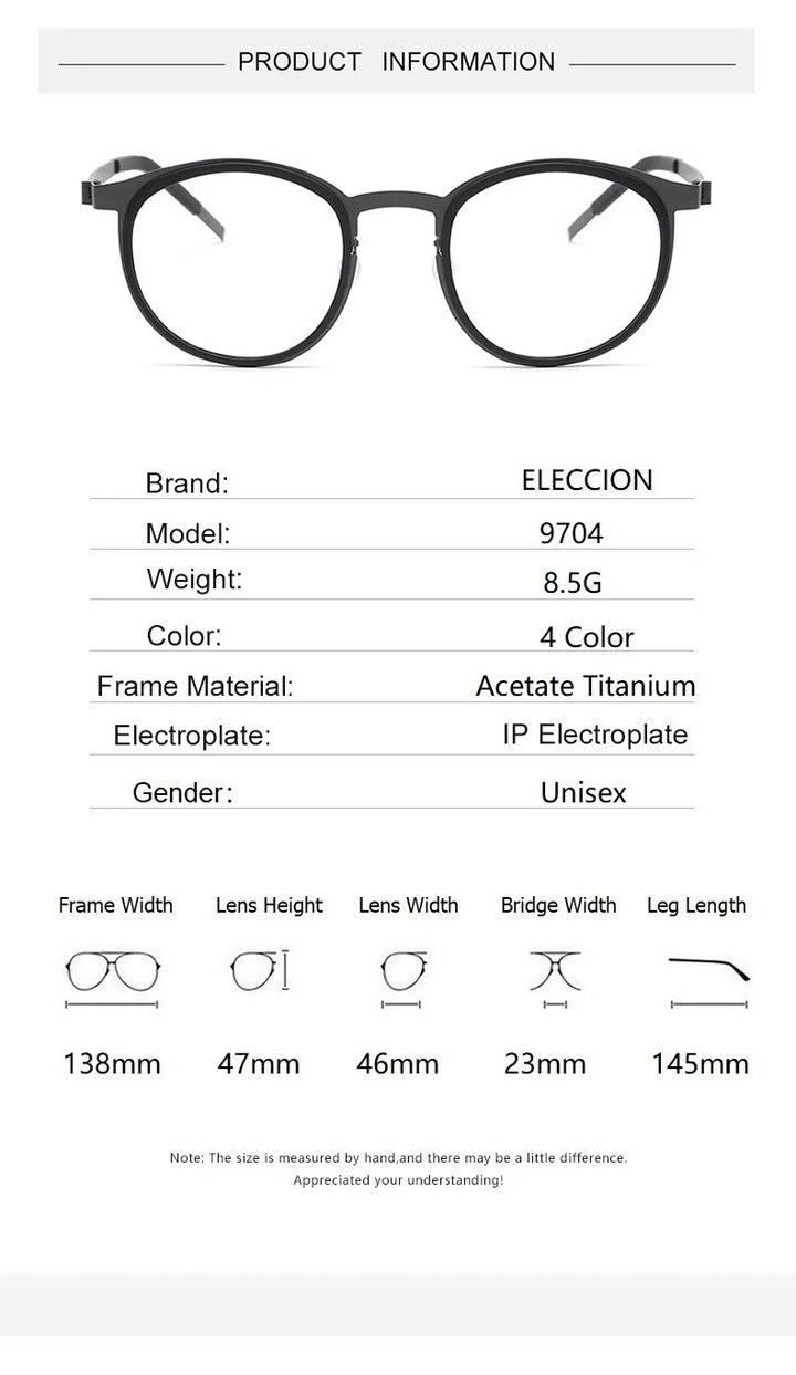 Eleccion Women's Full Rim Round Titanium Acetate Eyeglasses 9704