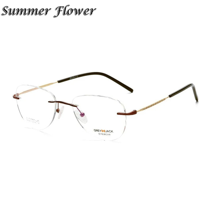 Summer Flower Women's Rimless Oval Round Steel Eyeglasses 91811