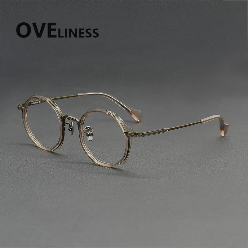 Oveliness Women's Full Rim Round Titanium Acetate Eyeglasses 926007