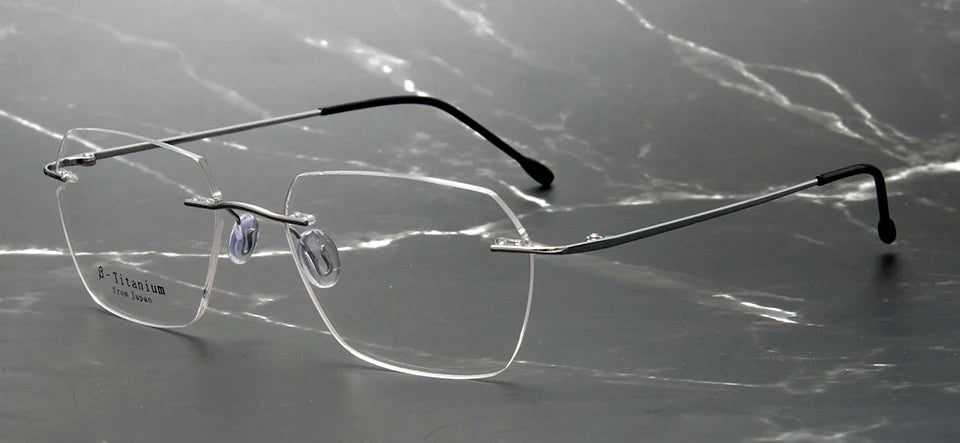 Esnbie Women's Rimless Small Polygon Square Titanium Eyeglasses 243210