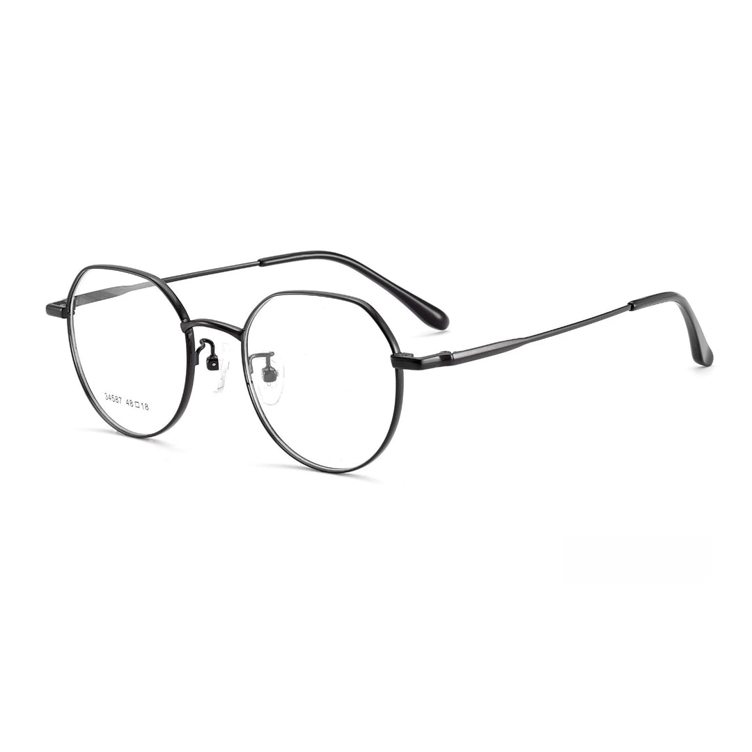 Yimaruili Unisex Full Rim Flat Top Polygon Alloy Eyeglasses Y34587 Full Rim Yimaruili Eyeglasses Black  