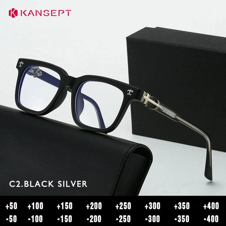 Kansept Unisex Full Rim Square Acetate Reading Glasses 25139