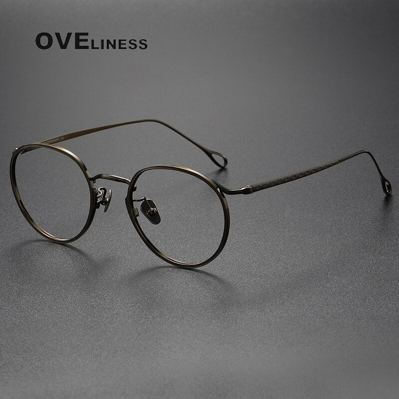 Oveliness Unisex Full Rim Square Titanium Eyeglasses 156b Full Rim Oveliness bronze  