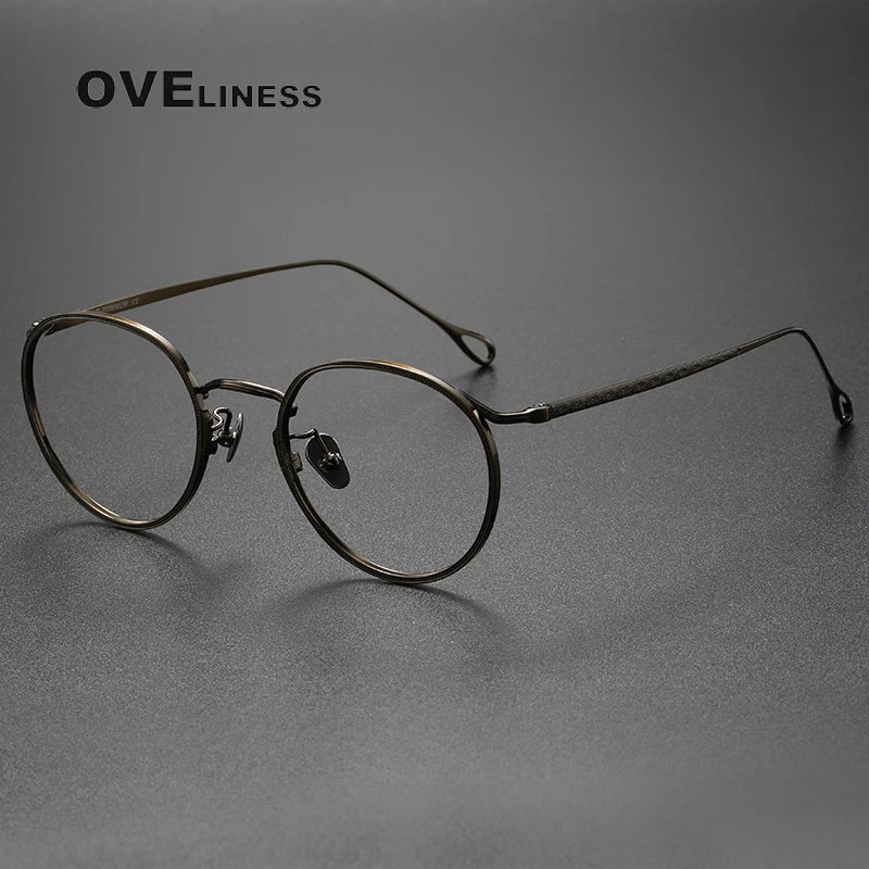 Oveliness Women's Full Rim Small Width Round Titanium Eyeglasses 153369