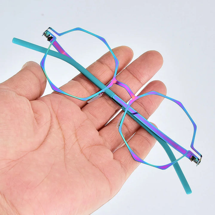 Bobbie Unisex Full Rim Polygon Round Screwless Alloy Eyeglasses 432046