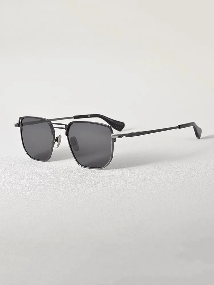 Aimee Unisex Full Rim Big Square Double Bridge Titanium Sunglasses 541153