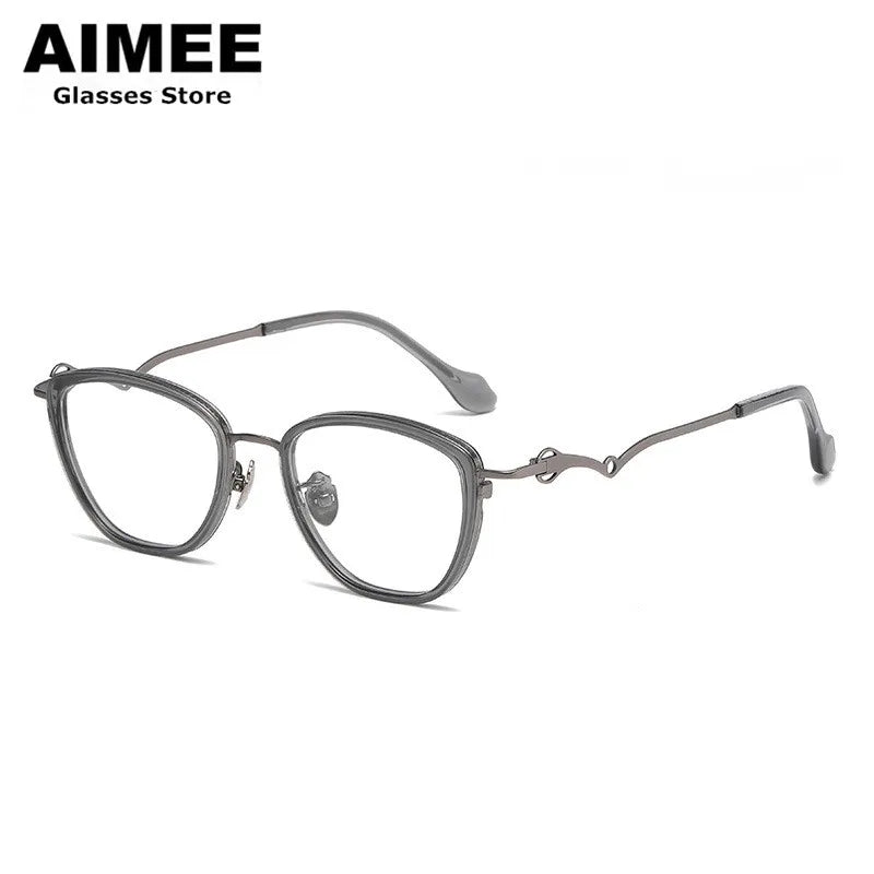 Aimee Unisex Full Rim Oval Polygon Titanium Acetate Eyeglasses 60891