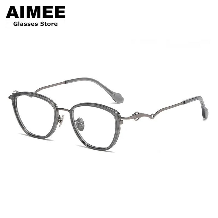 Aimee Unisex Full Rim Oval Polygon Titanium Acetate Eyeglasses 60891