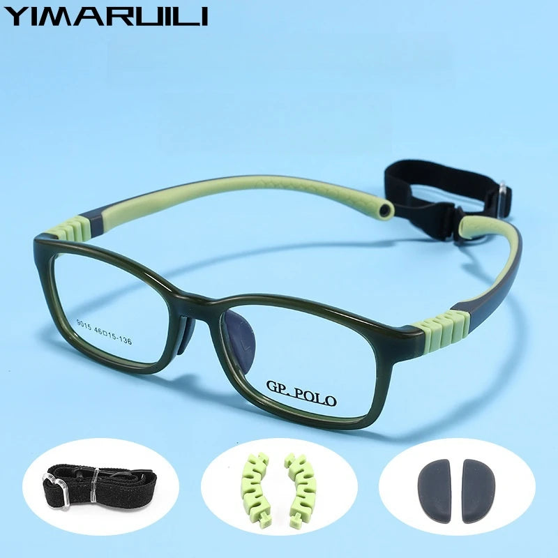 Yimaruili Unisex Youth's Full Rim Square Tr 90 Silicone Eyeglasses Y9015 Full Rim Yimaruili Eyeglasses   