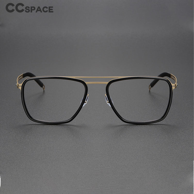 CCSpace Men's Full Rim Square Acetate Fiber Titanium Eyeglasses 56498 Full Rim CCspace   