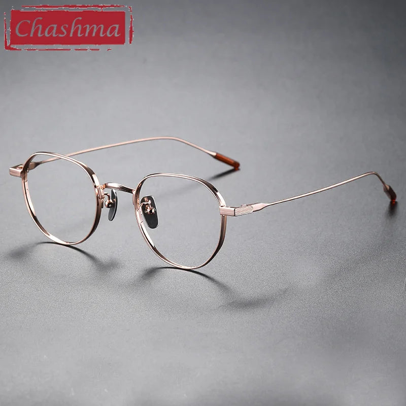 Chashma Ochki Women's Full Rim Flat Top Oval Titanium Eyeglasses 84803 Full Rim Chashma Ochki Rose Gold  