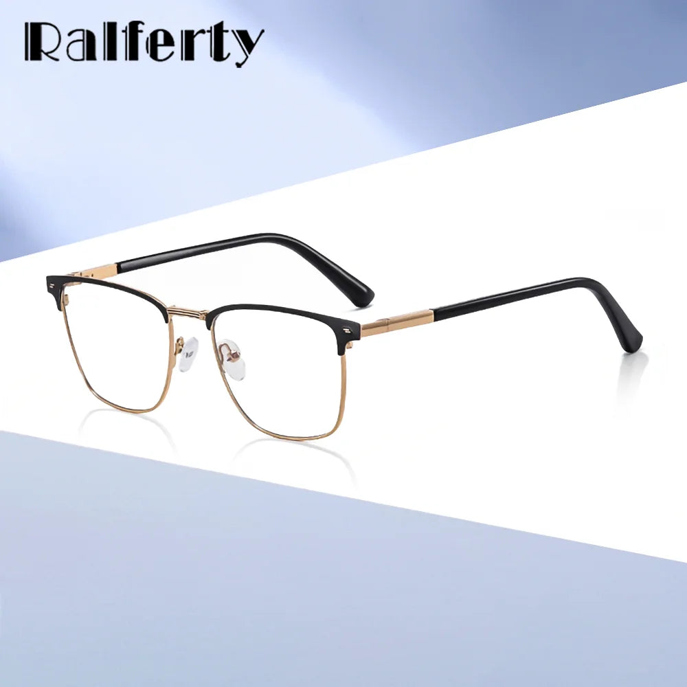 Ralferty Men's Full Rim Square Tr 90 Alloy Eyeglasses 891703