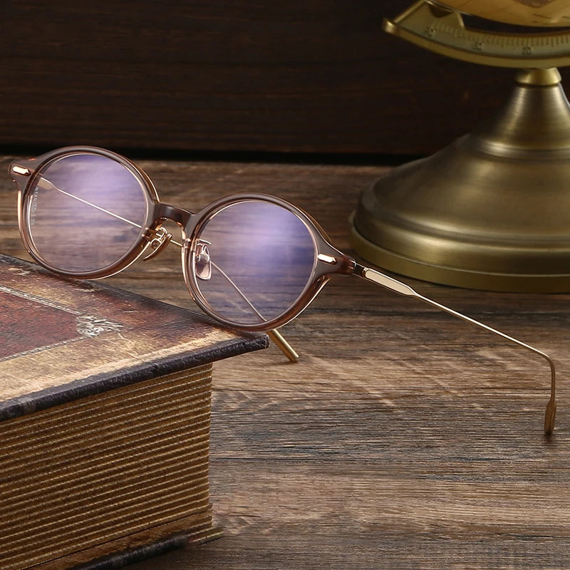 Black Mask Unisex Full Rim Round Titanium Acetate Eyeglasses 638149