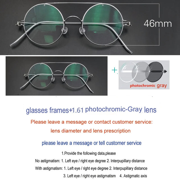 Yujo Unisex Full Rim Round Double Bridge Stainless Steel Eyeglasses Y4622 Full Rim Yujo C4 CHINA 