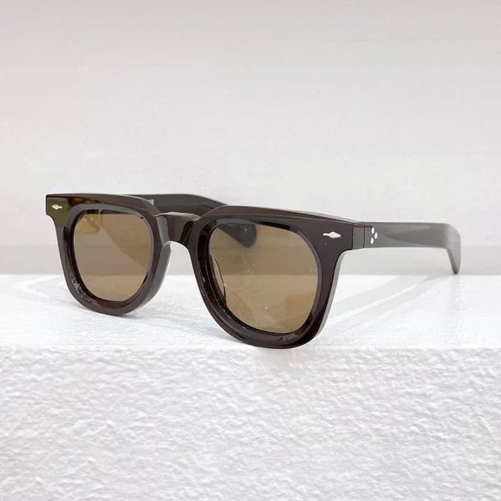 Hewei Unisex Full Rim Square Acetate Sunglasses 0021 Sunglasses Hewei black-brown as picture 