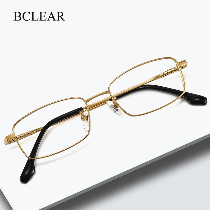 Bclear Unisex Full Rim Square Small Titanium Eyeglasses 86693 Full Rim Bclear   