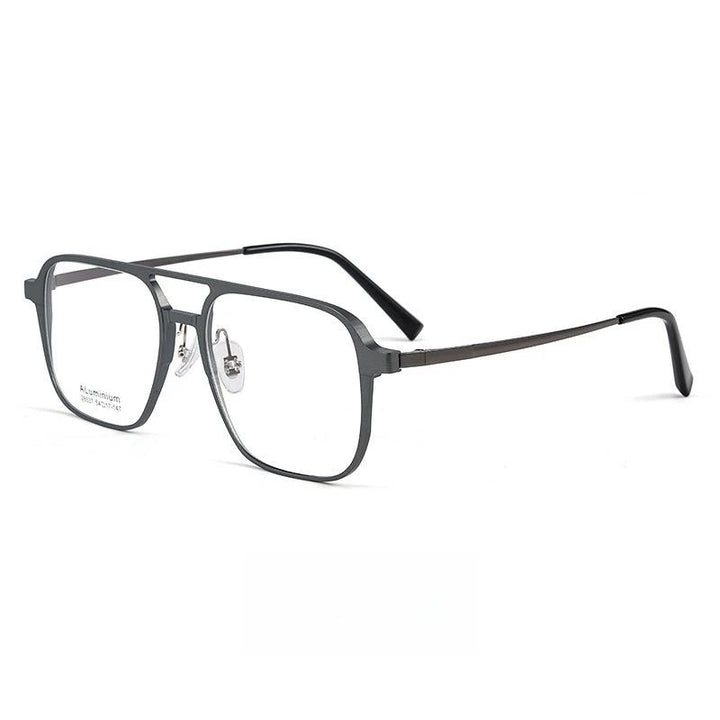 Hdcrafter Men's Full Rim Large Square Double Bridge Titanium Eyeglasses 28537 Full Rim Hdcrafter Eyeglasses Gun  