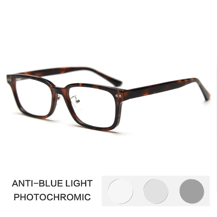 Gatenac Unisex Full Rim Square Tr 90 Titanium Photochromic Reading Glasses G83077