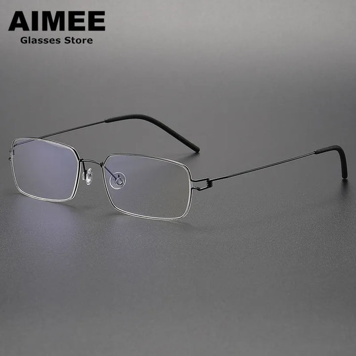 Aimee Unisex Full Rim Square Screwless Titanium Eyeglasses 20911 Full Rim Aimee Black  