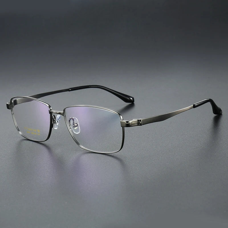 Muzz Men's Semi Rim Big Polygon Square Titanium Eyeglasses 82918