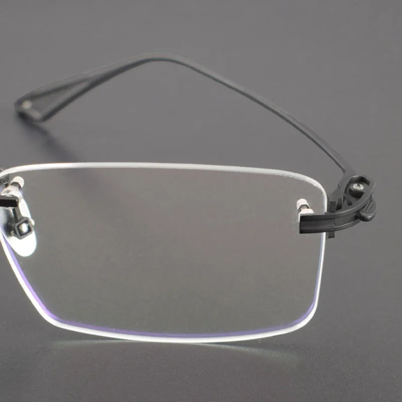 Muzz Unisex Rimless Square Titanium Eyeglasses 14017 Rimless Muzz   