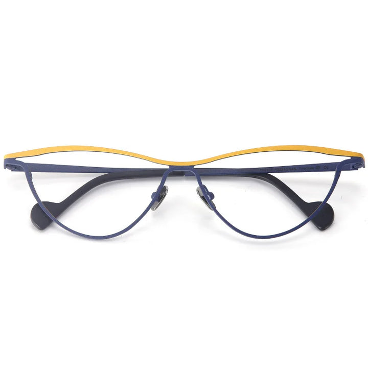 Muzz Unisex Full Rim Big Oval Brown Line Titanium Eyeglasses 561545