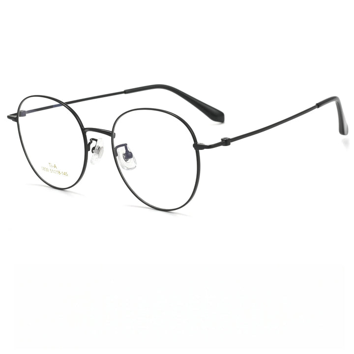 Yimaruili Unisex Full Rim Round Pure Titanium Eyeglasses 0839F — view 3 | Yimaruili at FuzWeb