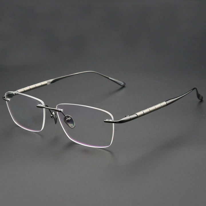 Eleccion Unisex Rimless Square Titanium Eyeglasses 27038