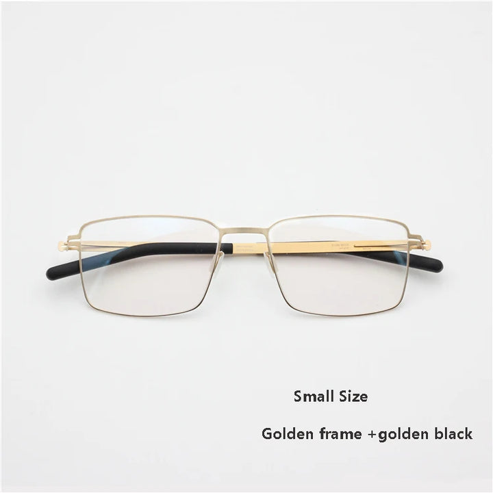 Aimee Unisex Full Rim Square Screwless Titanium Alloy Eyeglasses 13519 Full Rim Aimee Small Golden  