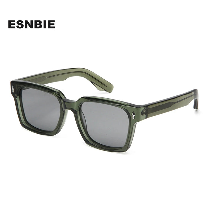 Esnbie Unisex Full Rim Square Brow Line Acetate Tac Sunglasses 240821