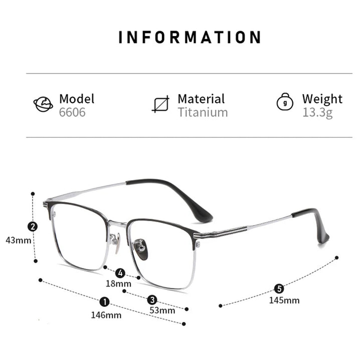 KatKani Men's Full Rim Big Square  Titanium Eyeglasses 6606 Full Rim KatKani Eyeglasses   