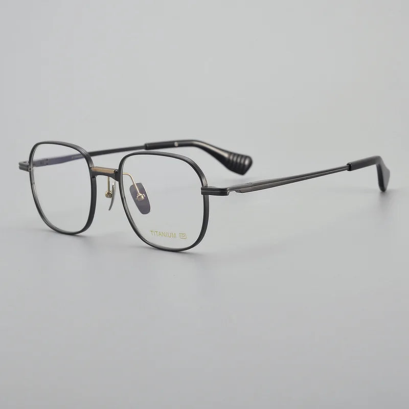 Black Mask Unisex Full Rim Irregular Square Titanium Eyeglasses 914251 Full Rim Black Mask Gun Gray