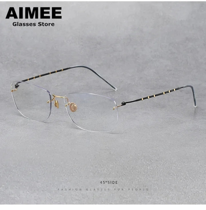 Aimee Unisex Rimless Square Titanium Eyeglasses 2130 Rimless Aimee Rose-Golden  