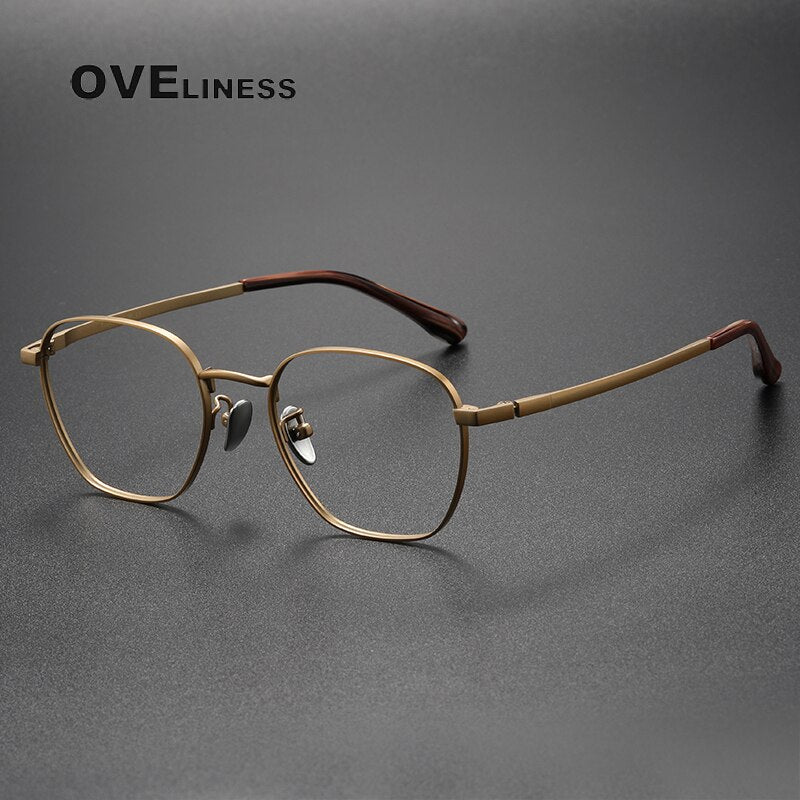 Oveliness Unisex Full Rim Square Titanium Eyeglasses 6014 Full Rim Oveliness gold  