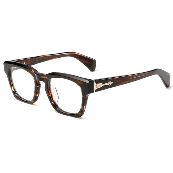 Aror Unisex Full Rim Brow Line Square Thick Acetate Eyeglasses 49305 Full Rim Aror Leopard