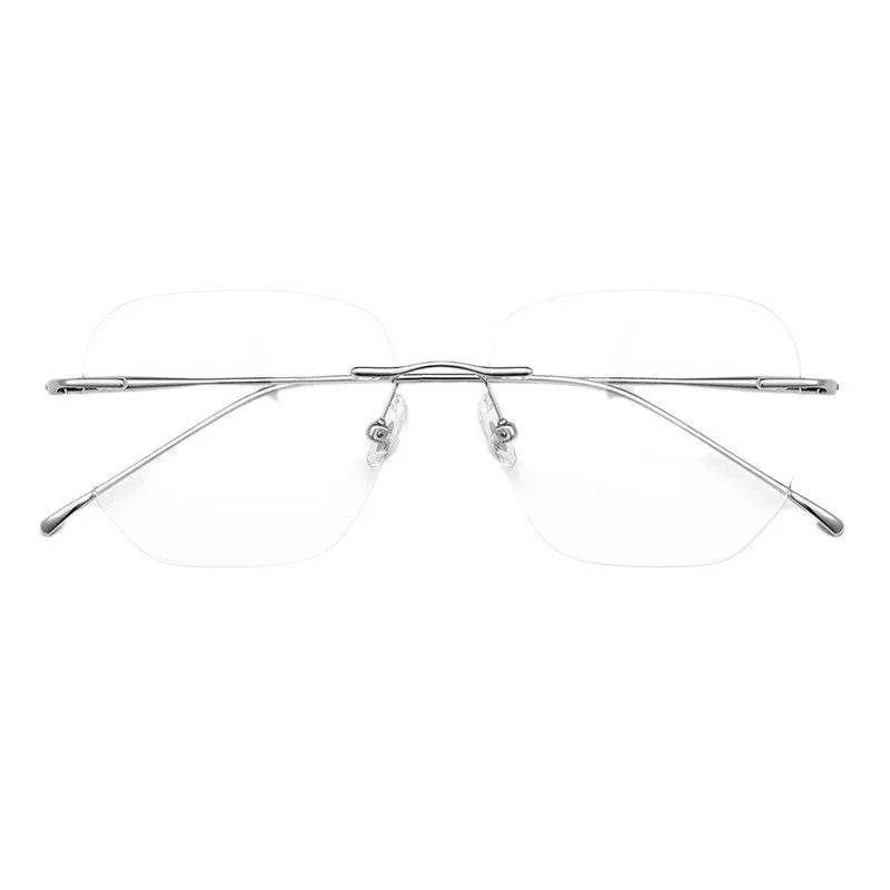 KatKani Unisex Rimless Square Titanium Eyeglasses F8925 Semi Rim KatKani Eyeglasses   