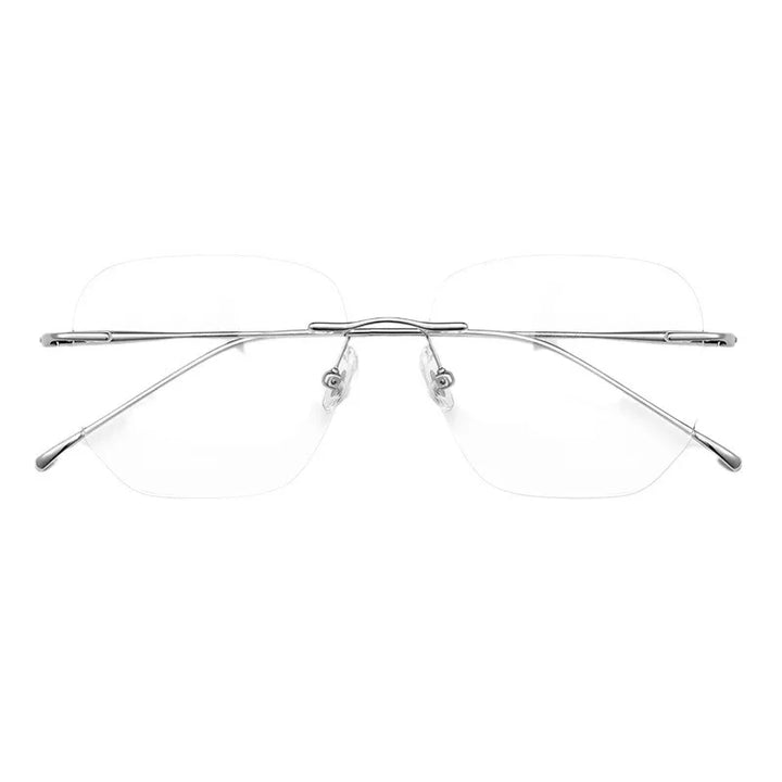 KatKani Unisex Rimless Square Titanium Eyeglasses F8925 Semi Rim KatKani Eyeglasses   