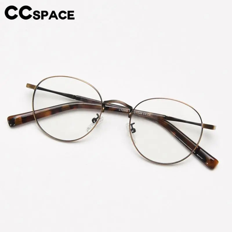 CCspace Unisex Full Rim Round Alloy Eyeglasses 56836 Full Rim CCspace   