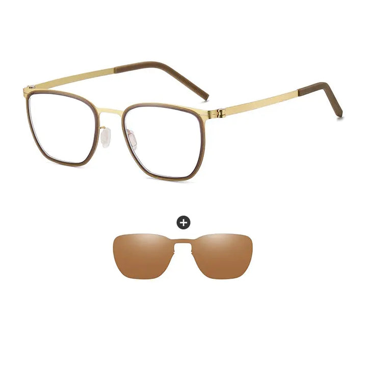 Gmei 790849 Unisex Full Rim Square Steel Frames Clip On Sunglasses FuzWeb