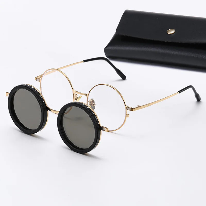 Yimaruili Unisex Full Rim Round Pure Titanium Eyeglasses 25009 — view 3 | Yimaruili at FuzWeb