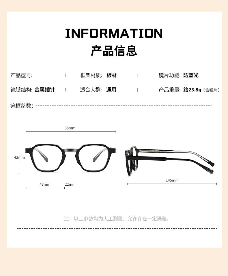 CCspace Women's Full Rim Polygon Square Acetate Reading Glasses 802572