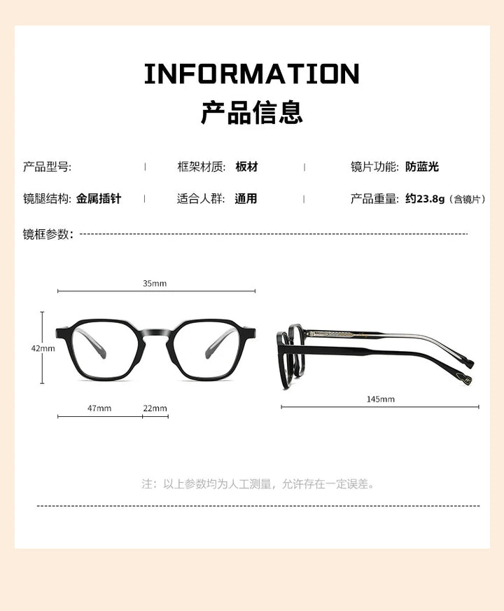 CCspace Women's Full Rim Polygon Square Acetate Reading Glasses 802572