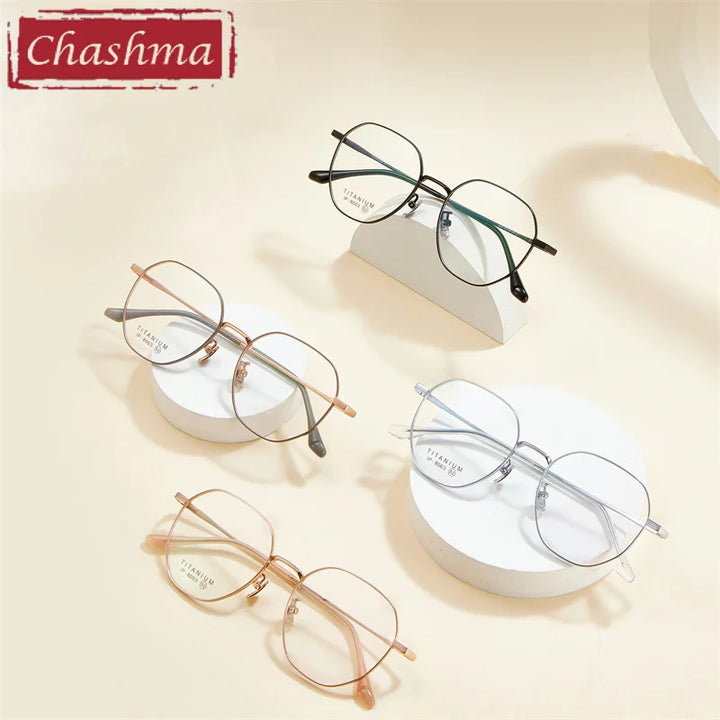 Chashma Ottica Unisex Full Rim Hexagon Titanium Eyeglasses 8003 Full Rim Chashma Ottica   