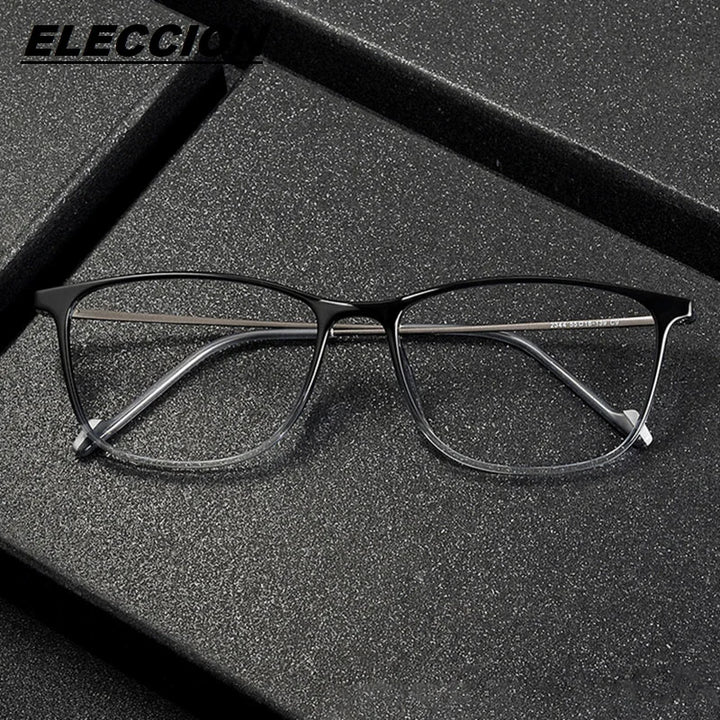 Eleccion Men's Full Rim Square Ultem Titanium Eyeglasses 6614