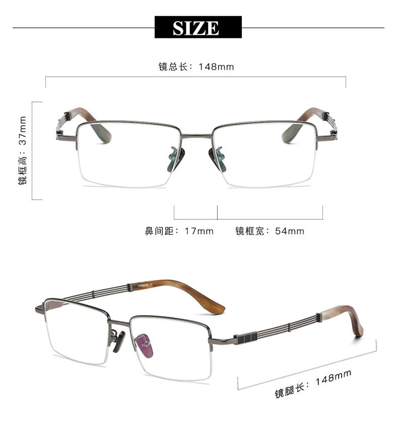 Black Mask Unisex Semi Rim Square Titanium Eyeglasses 200116