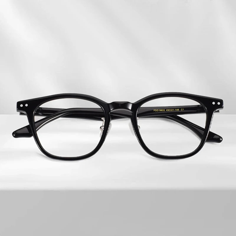 Black Mask Unisex Full Rim Round Square Acetate Eyeglasses 369805