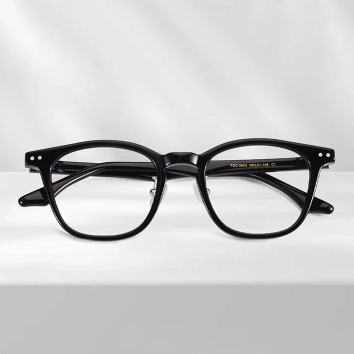 Black Mask Unisex Full Rim Round Square Acetate Eyeglasses 369805