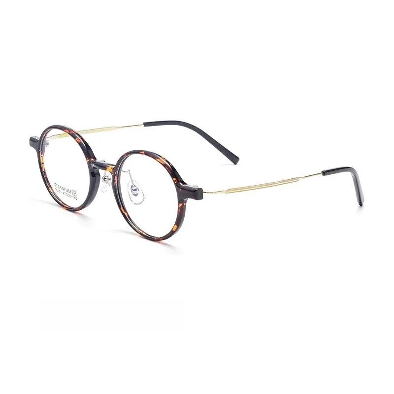 Yimaruili Unisex Full Rim Small Round Tr 90 Titanium Eyeglasses 16101x Full Rim Yimaruili Eyeglasses Tortoiseshell Gold  