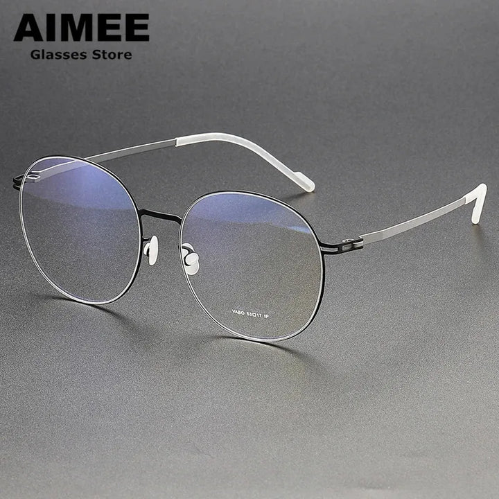 Aimee Women's Full Rim Round Stainless Steel Eyeglasses 2212 Full Rim Aimee Black -Silver  