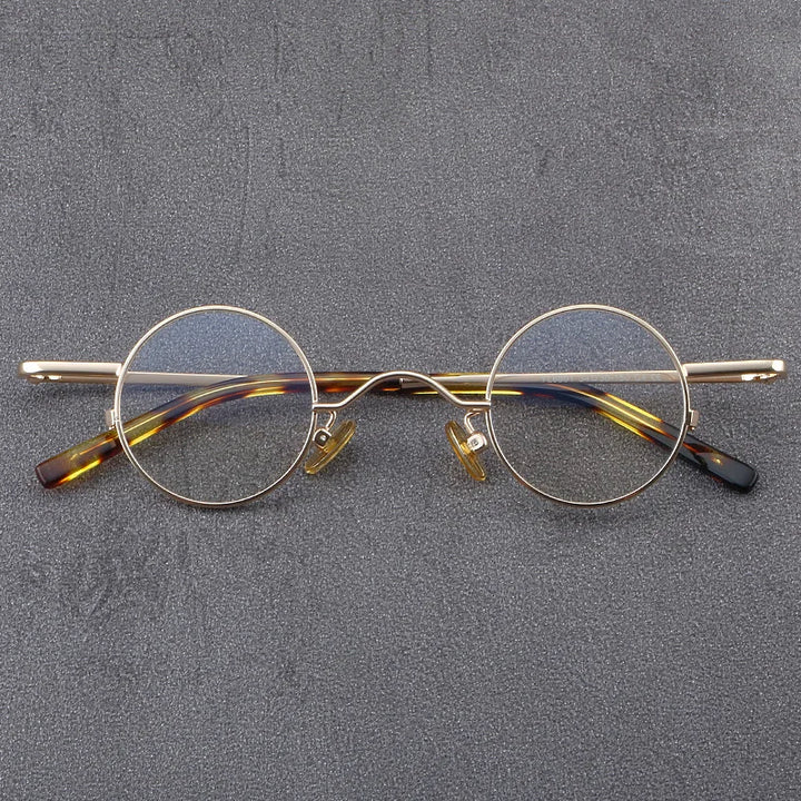 Cubojue Unisex Full Rim Small Round 35mm Alloy Reading Glasses 6801 Reading Glasses Cubojue 0 gold 